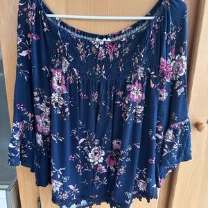 Floral Navy and Pink Women's Top
